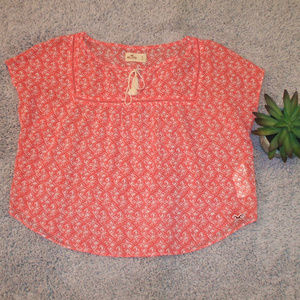 Pink/White Sheer Hollister Blouse Top Shirt